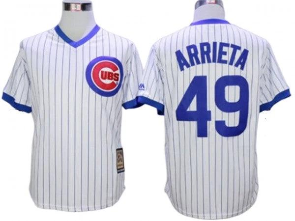 Chicago Cubs #49 Jake Arrieta Throwback Jersey - White by My Store