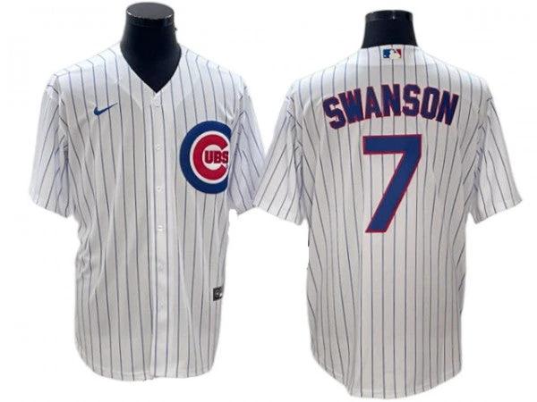 Chicago Cubs #7 Dansby Swanson White Home Cool Base Jersey by My Store