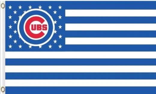 Chicago Cubs with Star and Stripe Flag 3X5Ft Banner USA Polyester with Brass Grommets by flagsjustdoit