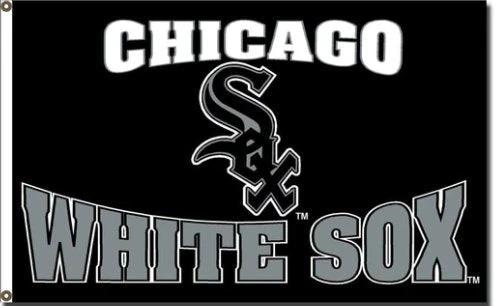 Chicago White Sox Black Logo flag 3X5Ft Banner USA Polyester with Brass Grommets by flagsjustdoit
