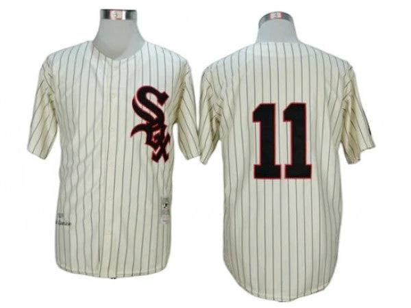Chicago White Sox #11 Luis Aparicio Cream Pinstripe 1959 Throwback Jersey by My Store