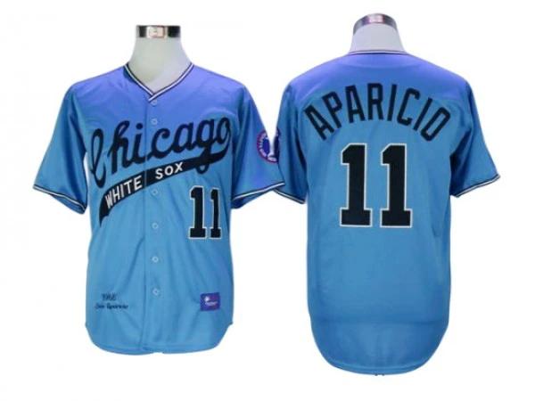 Chicago White Sox #11 Luis Aparicio Light Blue 1968 Throwback Jersey by My Store