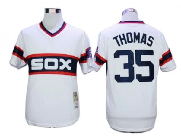 Chicago White Sox #35 Frank Thomas White 1983 Throwback Jersey by My Store
