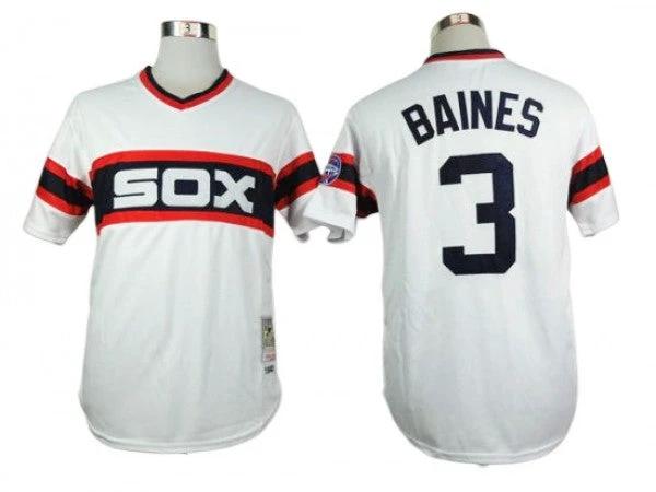 Chicago White Sox #3 Harold Baines White 1983 Throwback Jersey by My Store