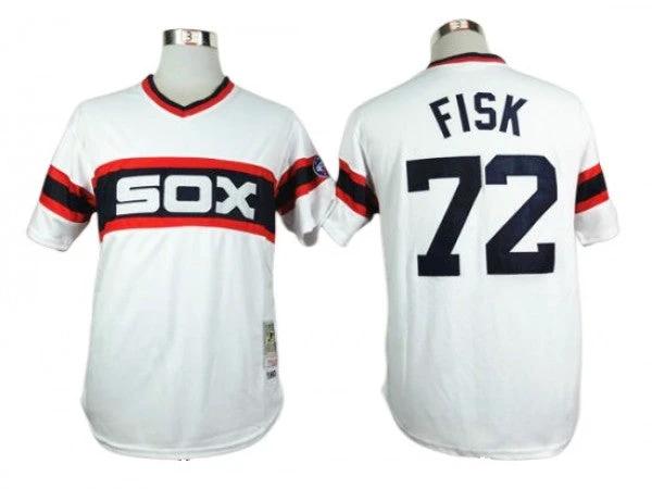 Chicago White Sox #72 Carlton Fisk White 1983 Throwback Jersey by My Store