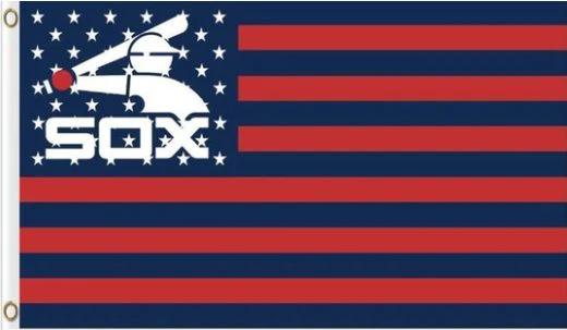 Chicago White Sox logo Flag wiht stars and stripes 3X5Ft Banner USA Polyester with Brass Grommets by flagsjustdoit