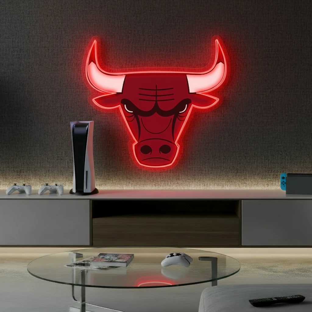 Chicago Bulls NBA Led Neon Sign Man Cave Decor by Neonchics Signs