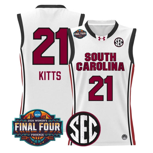Chloe Kitts Jersey #21 South Carolina 2026 Final Four Stitched White by My store basketball