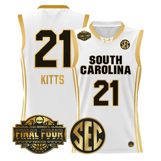 Chloe Kitts Jersey #21 South Carolina 2026 Final Four Stitched White Gold by My store basketball