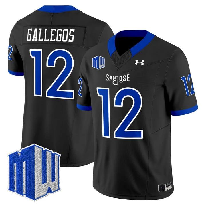 Chon Gallegos Jersey #12 San José State Spartans 2025 Limited Stitched by My Store NCAA Football Jerseys