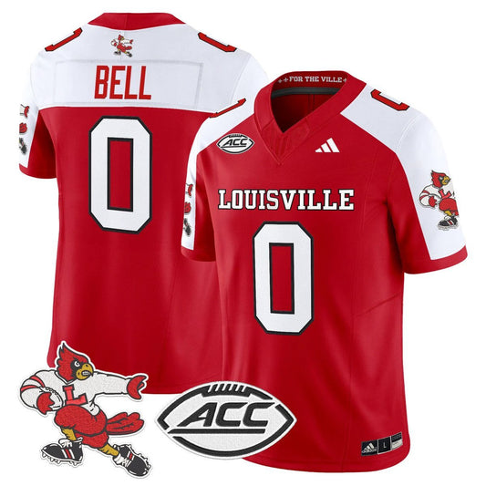 Chris Bell Jersey #0 Louisville Cardinals 1980s Throwback Stitched Red Alter by My Store NCAA Football Jerseys
