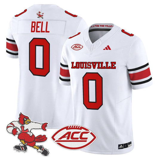 Chris Bell Jersey #0 Louisville Cardinals 1980s Throwback Stitched White by My Store NCAA Football Jerseys
