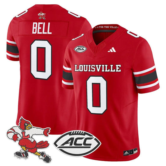 Chris Bell Jersey #0 Louisville Cardinals 1980s Throwback Stitched Red by My Store NCAA Football Jerseys