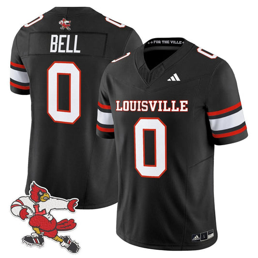 Chris Bell Jersey #0 Louisville Cardinals 1980s Throwback Stitched Black by My Store NCAA Football Jerseys