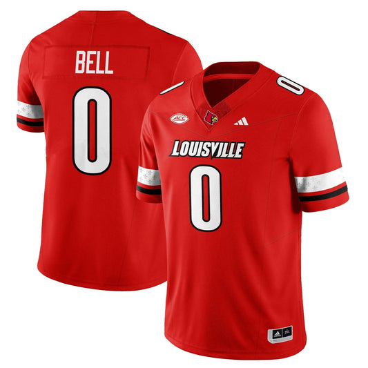 Chris Bell Jersey #0 Louisville Football 2025 Vapor Limited Stitched Red by NCAA Football Jersey