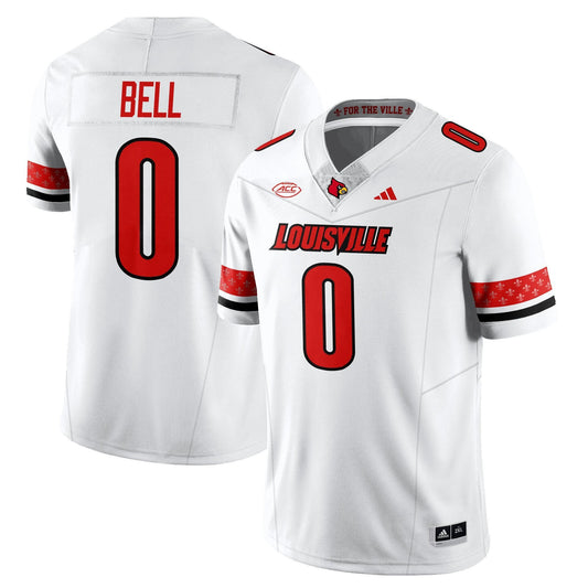 Chris Bell Jersey #0 Louisville Football 2025 Vapor Limited Stitched White by NCAA Football Jersey