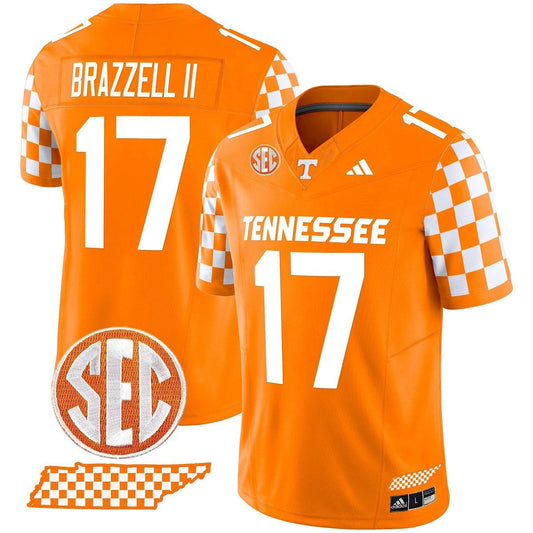 Chris Brazzell II Jersey #17 Tennessee Vols Rebrand 2026 Checkerboard Orange by My Store NCAA Football Jerseys