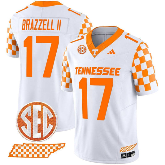 Chris Brazzell II Jersey #17 Tennessee Vols Rebrand 2026 Checkerboard White by My Store NCAA Football Jerseys