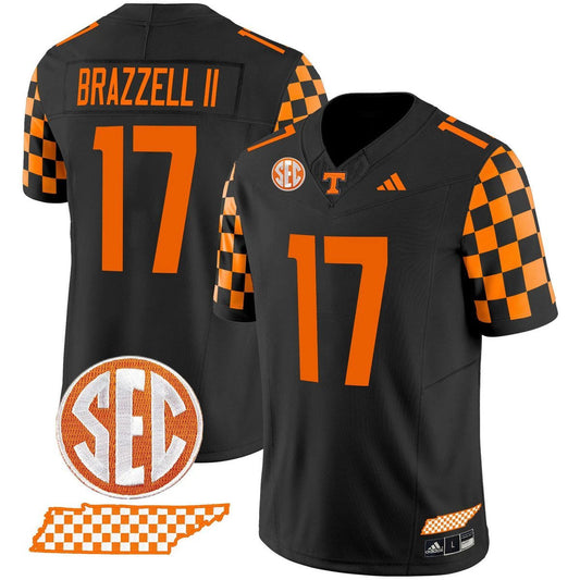 Chris Brazzell II Jersey #17 Tennessee Vols Rebrand 2026 Checkerboard Black by My Store NCAA Football Jerseys