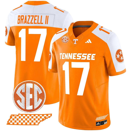 Chris Brazzell II Jersey #17 Tennessee Vols Rebrand 2026 Checkerboard Orange Alter by My Store NCAA Football Jerseys
