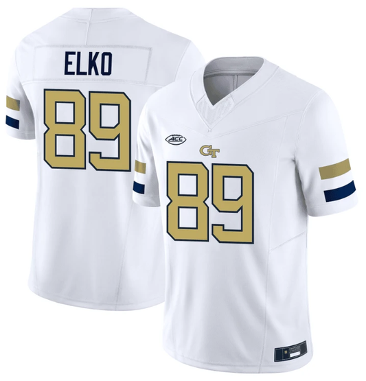 Chris Elko Jersey #89 Georgia Tech Yellow Jacket College Football Edition White by My Store