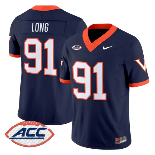 Chris Long Jersey #91 Virginia Cavaliers 1995 Throwbacks Stitched Navy by NCAA Football Jersey