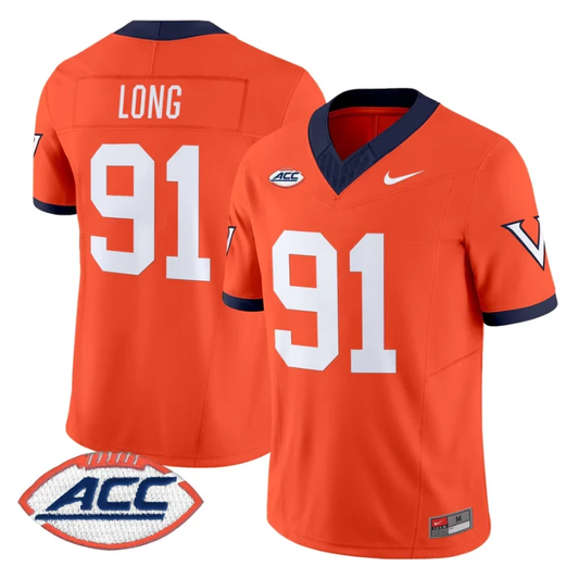 Chris Long Jersey #91 Virginia Cavaliers 1995 Throwbacks Stitched Orange by NCAA Football Jersey