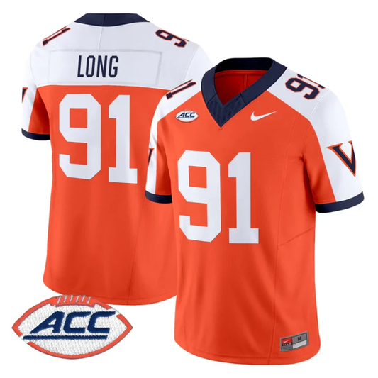 Chris Long Jersey #91 Virginia Cavaliers 1995 Throwbacks Stitched Orange Alternate by NCAA Football Jersey