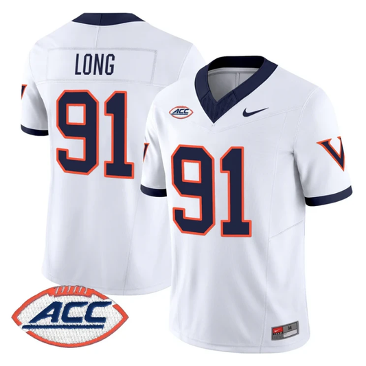 Chris Long Jersey #91 Virginia Cavaliers 1995 Throwbacks Stitched White by NCAA Football Jersey