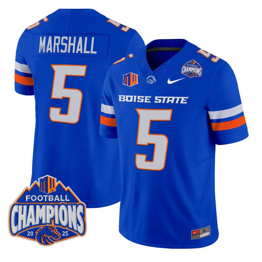Chris Marshall Jersey #5 Boise State Broncos 2025 Mountain West Champions Royal by NCAA Football Jersey