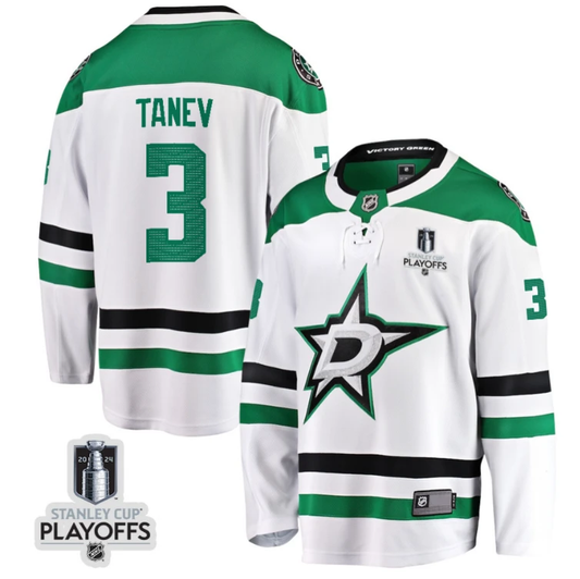 Chris Tanev 3 Dallas Stars 2024 NHL Playoffs Patch Away Breakaway Jersey - Men by Hockey David