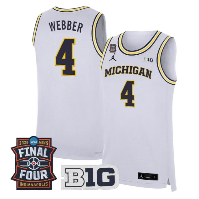 Chris Webber Jersey #4 Michigan Wolverines 2026 Final Four Stitched White by My store basketball