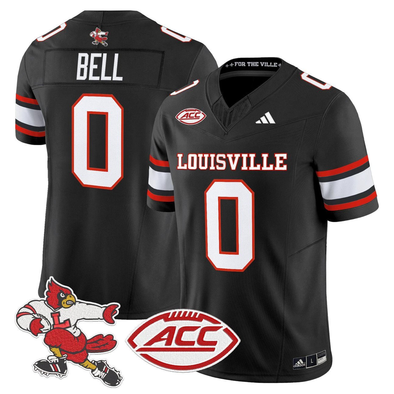 Chris Bell Jersey #0 Louisville Cardinals 2025 Vapor Limited Stitched by My Store NCAA Football Jerseys