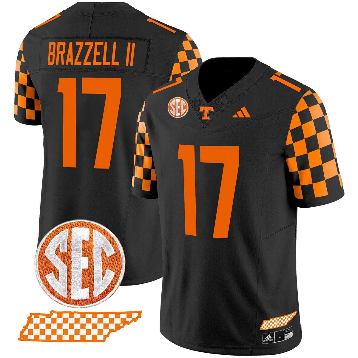 Chris Brazzell II Jersey #17 Tennessee Vols Rebrand 2026 Checkerboard by My Store NCAA Football Jerseys