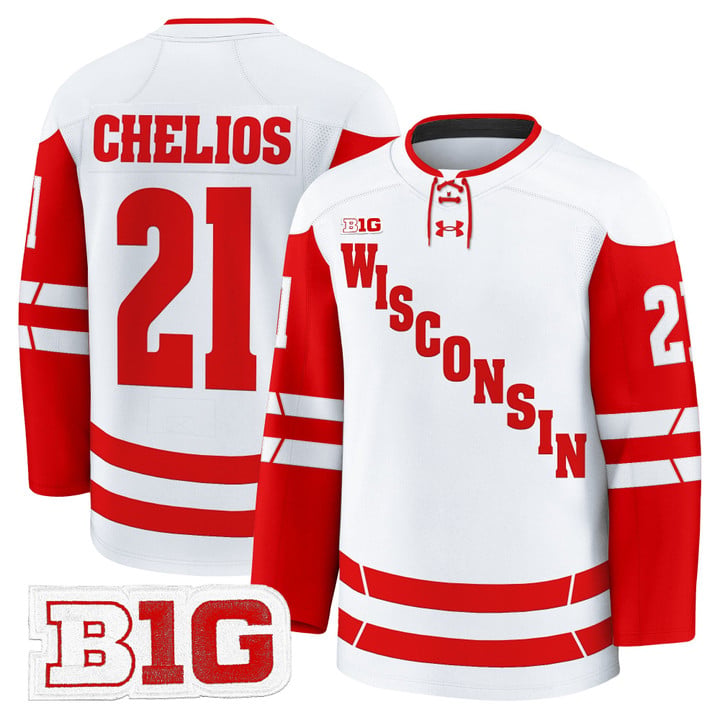 Chris Chelios Jersey #21 Wisconsin Badgers 2025-26 Premium Stitched by Hockey David