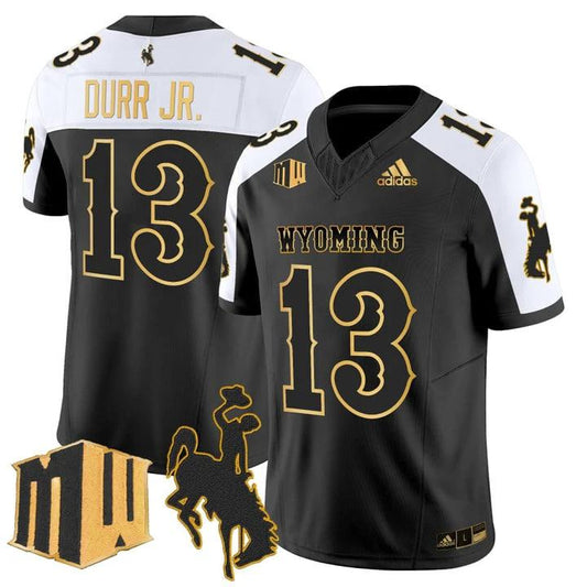 Chris Durr Jr Jersey #13 Wyoming Cowboys 2025 Gold Vapor Stitched by My Store NCAA Football Jerseys