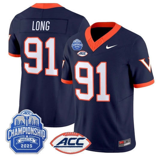 Chris Long Jersey #91 Virginia Cavaliers 2025 ACC Championship Stitched by My Store NCAA Football Jerseys