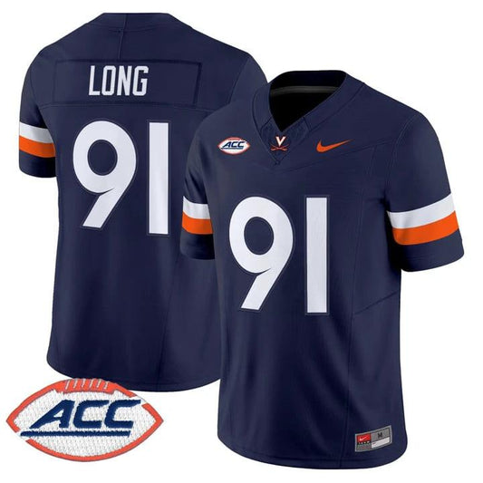 Chris Long Jersey #91 Virginia Cavaliers 2025 Vapor Limited Stitched 1995 by My Store NCAA Football Jerseys