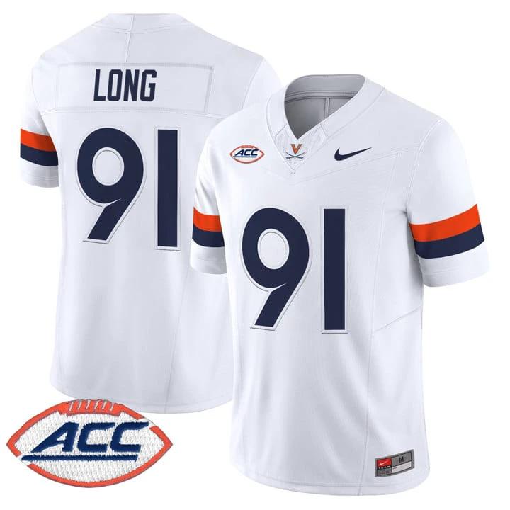 Chris Long Jersey #91 Virginia Cavaliers 2025 Vapor Limited Stitched 1995 by My Store NCAA Football Jerseys