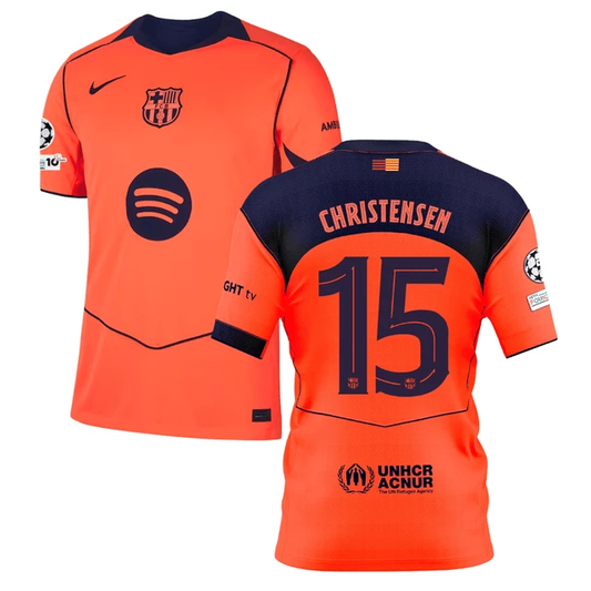 Christensen 15 Barcelona 2025-26 Third Match Jersey – Orange by Soccer Jersey