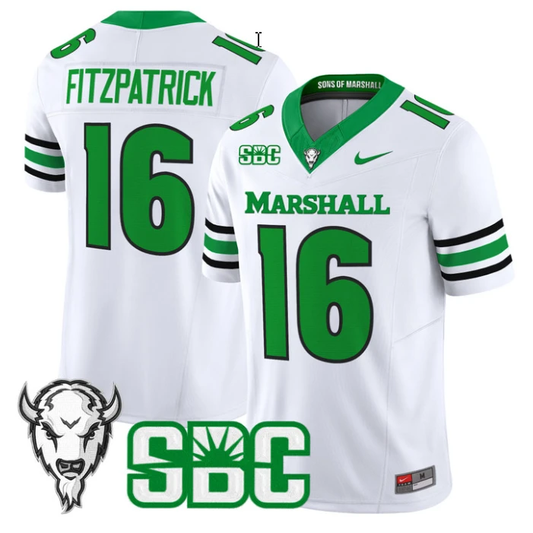 Christian Fitzpatrick Jersey #16 Marshall Thundering Herd 2025 Stitched White by NCAA Football Jersey