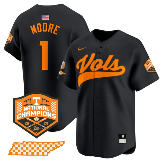 Christian Moore Jersey #1 Tennessee Vols 2024 Champions Stitched Black by My Store