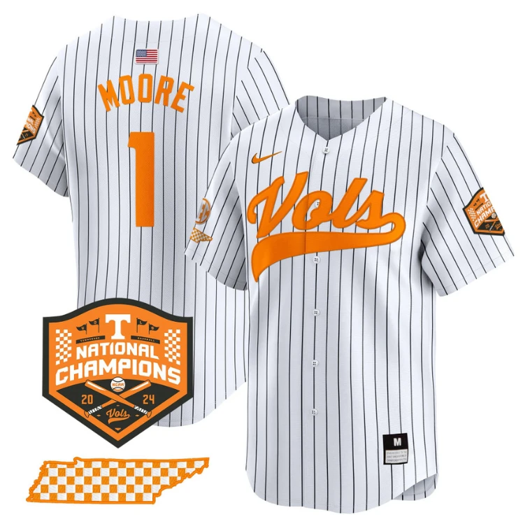 Christian Moore Jersey #1 Tennessee Vols 2024 Champions Stitched Pinstripe by My Store