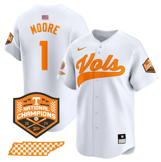 Christian Moore Jersey #1 Tennessee Vols 2024 Champions Stitched White by My Store