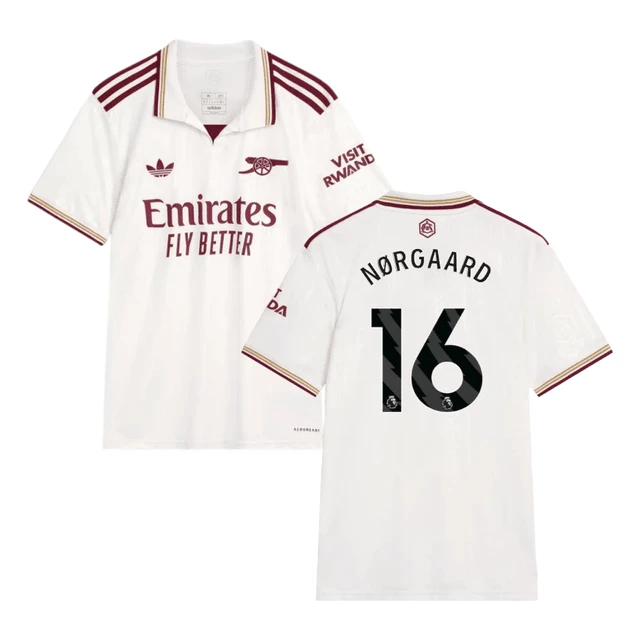 Christian Norgaard #16 Arsenal 2025-26 Third Jersey – Cream by Soccer Jersey