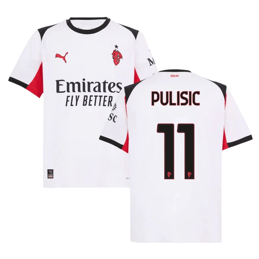 Christian Pulisic 11 AC Milan 2025-26 Away Men Jersey – White by Soccer Jersey