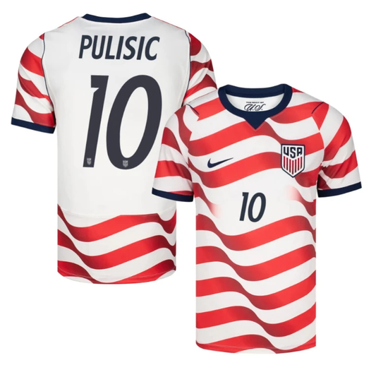 Christian Pulisic Jersey #10 USMNT 2026 World Cup Match Stitched Stripes Soccer by Soccer Jersey
