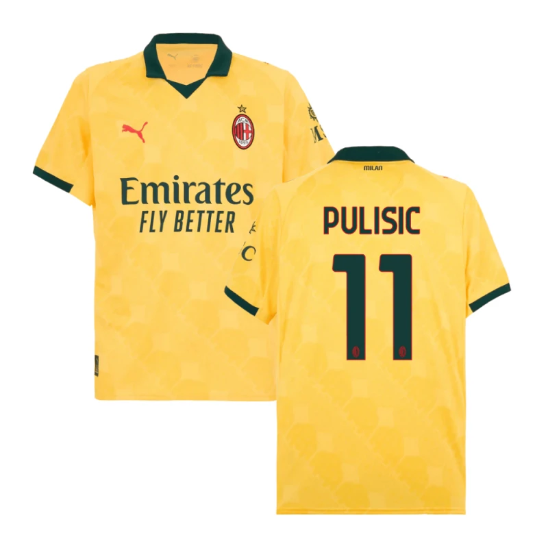 Christian Pulisic #11 AC Milan 2025-26 Third Men Jersey – Yellow by Soccer Jersey