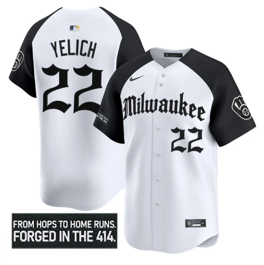 Christian Yelich Jersey #22 Milwaukee Brewers Gothic 414 Shadows Edition Alternate by My Store