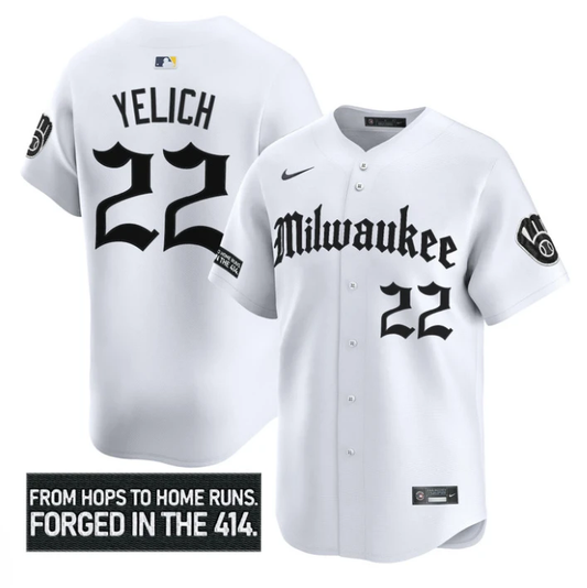 Christian Yelich Jersey #22 Milwaukee Brewers Gothic 414 Shadows Edition White by My Store